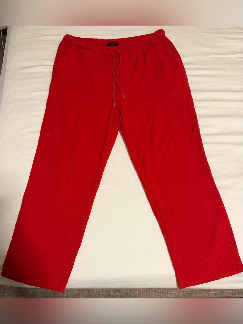 Quince 100% Organic Cotton Gauze Straight Leg Pants in Wild Cherry Size L